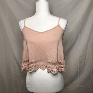 Forever 21 Pink Lace Bottom Crop Top